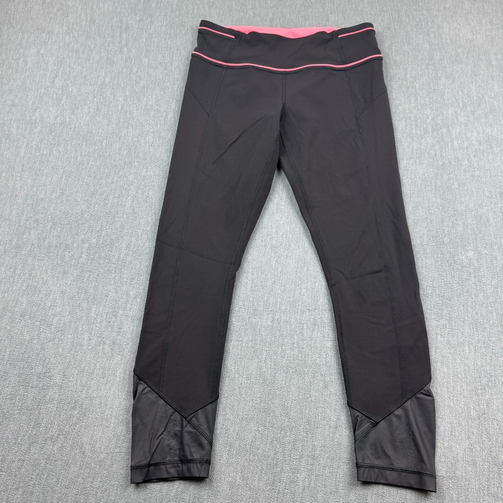 Lululemon Leggings Womens 6 Gray Pace Queen 25" Reflective Stretch Yoga Gym Pant